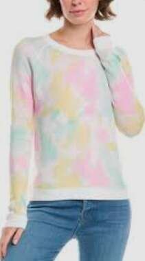 Forte Cashmere Reversible Dream Cashmere Blend Sweater XL Pastel Tie Dye